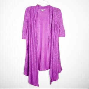 Eileen Fisher Linen Cotton Slub Open Long Cardigan Lilac Lagenlook Sustainable